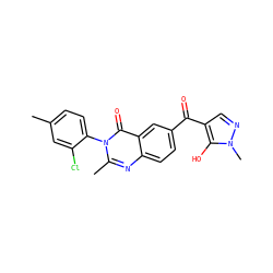 Cc1ccc(-n2c(C)nc3ccc(C(=O)c4cnn(C)c4O)cc3c2=O)c(Cl)c1 ZINC000299837892