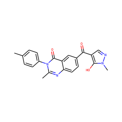 Cc1ccc(-n2c(C)nc3ccc(C(=O)c4cnn(C)c4O)cc3c2=O)cc1 ZINC000299818801