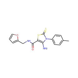 Cc1ccc(-n2c(N)c(C(=O)NCc3ccco3)sc2=S)cc1 ZINC000000463331