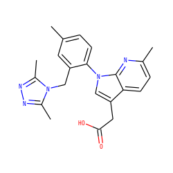 Cc1ccc(-n2cc(CC(=O)O)c3ccc(C)nc32)c(Cn2c(C)nnc2C)c1 ZINC000208712910