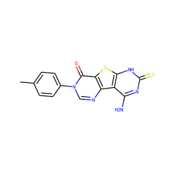 Cc1ccc(-n2cnc3c(sc4[nH]c(=S)nc(N)c43)c2=O)cc1 ZINC000049070495