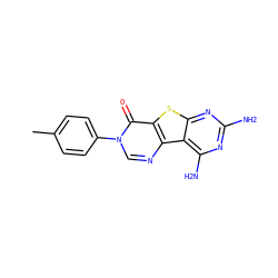 Cc1ccc(-n2cnc3c(sc4nc(N)nc(N)c43)c2=O)cc1 ZINC000101338981