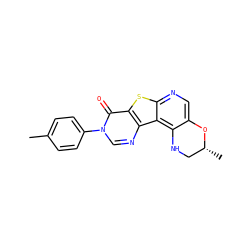 Cc1ccc(-n2cnc3c(sc4ncc5c(c43)NC[C@@H](C)O5)c2=O)cc1 ZINC000028827156