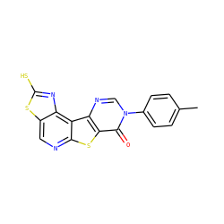 Cc1ccc(-n2cnc3c(sc4ncc5sc(S)nc5c43)c2=O)cc1 ZINC000028827146
