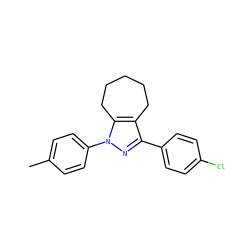 Cc1ccc(-n2nc(-c3ccc(Cl)cc3)c3c2CCCCC3)cc1 ZINC000027708070
