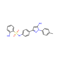 Cc1ccc(-n2nc(-c3ccc(NS(=O)(=O)c4ccccc4N)cc3)cc2N)cc1 ZINC000026391363