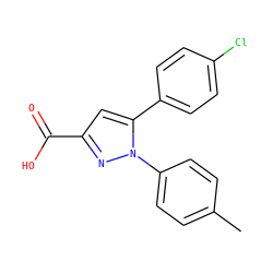 Cc1ccc(-n2nc(C(=O)O)cc2-c2ccc(Cl)cc2)cc1 ZINC000005617977