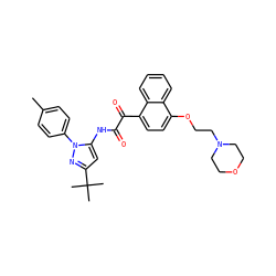 Cc1ccc(-n2nc(C(C)(C)C)cc2NC(=O)C(=O)c2ccc(OCCN3CCOCC3)c3ccccc23)cc1 ZINC000029126637