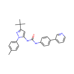 Cc1ccc(-n2nc(C(C)(C)C)cc2NC(=O)Nc2ccc(-c3cccnc3)cc2)cc1 ZINC000095921129