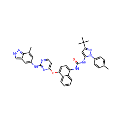 Cc1ccc(-n2nc(C(C)(C)C)cc2NC(=O)Nc2ccc(Oc3ccnc(Nc4cc(C)c5n[nH]cc5c4)n3)c3ccccc23)cc1 ZINC001772655950
