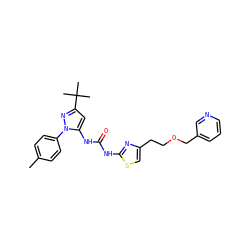 Cc1ccc(-n2nc(C(C)(C)C)cc2NC(=O)Nc2nc(CCOCc3cccnc3)cs2)cc1 ZINC000082158463