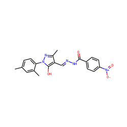 Cc1ccc(-n2nc(C)c(/C=N/NC(=O)c3ccc([N+](=O)[O-])cc3)c2O)c(C)c1 ZINC000096900787
