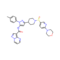 Cc1ccc(-n2nc(C3CCN([S@@+]([O-])c4ccc(N5CCOCC5)nc4)CC3)cc2NC(=O)c2cnn3cccnc23)cc1 ZINC000143381962