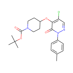 Cc1ccc(-n2ncc(Cl)c(OC3CCN(C(=O)OC(C)(C)C)CC3)c2=O)cc1 ZINC000066138940
