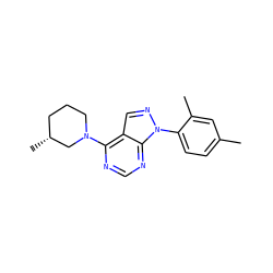 Cc1ccc(-n2ncc3c(N4CCC[C@@H](C)C4)ncnc32)c(C)c1 ZINC000000529400