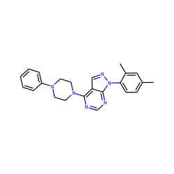 Cc1ccc(-n2ncc3c(N4CCN(c5ccccc5)CC4)ncnc32)c(C)c1 ZINC000001288465