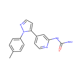 Cc1ccc(-n2nccc2-c2ccnc(NC(N)=O)c2)cc1 ZINC000144511090