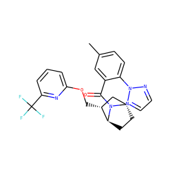Cc1ccc(-n2nccn2)c(C(=O)N2[C@H]3CC[C@H]2[C@H](COc2cccc(C(F)(F)F)n2)C3)c1 ZINC000226053347
