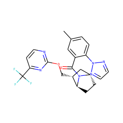 Cc1ccc(-n2nccn2)c(C(=O)N2[C@H]3CC[C@H]2[C@H](COc2nccc(C(F)(F)F)n2)C3)c1 ZINC000226096627