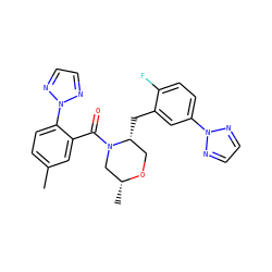 Cc1ccc(-n2nccn2)c(C(=O)N2C[C@@H](C)OC[C@H]2Cc2cc(-n3nccn3)ccc2F)c1 ZINC001772653159