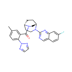Cc1ccc(-n2nccn2)c(C(=O)N2C[C@@H]3CC[C@H]2CCN3c2ncc3ccc(F)cc3n2)c1 ZINC000053293727