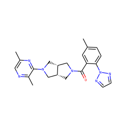 Cc1ccc(-n2nccn2)c(C(=O)N2C[C@@H]3CN(c4nc(C)cnc4C)C[C@@H]3C2)c1 ZINC000116828005
