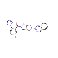 Cc1ccc(-n2nccn2)c(C(=O)N2C[C@@H]3CN(c4ncc5cc(F)ccc5n4)C[C@@H]3C2)c1 ZINC001772612078