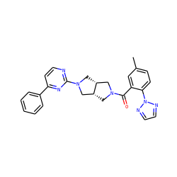 Cc1ccc(-n2nccn2)c(C(=O)N2C[C@@H]3CN(c4nccc(-c5ccccc5)n4)C[C@@H]3C2)c1 ZINC000167155461