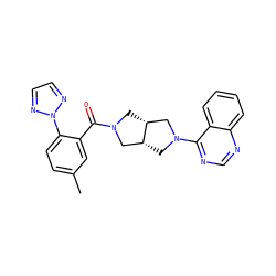 Cc1ccc(-n2nccn2)c(C(=O)N2C[C@@H]3CN(c4ncnc5ccccc45)C[C@@H]3C2)c1 ZINC001772604429
