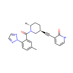 Cc1ccc(-n2nccn2)c(C(=O)N2C[C@H](C#Cc3ccc[nH]c3=O)CC[C@H]2C)c1 ZINC000169307314
