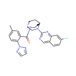 Cc1ccc(-n2nccn2)c(C(=O)N2CC[C@@H]3CC[C@H]2CN3c2ncc3ccc(F)cc3n2)c1 ZINC000053230630