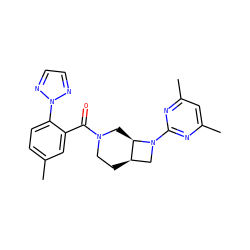 Cc1ccc(-n2nccn2)c(C(=O)N2CC[C@@H]3CN(c4nc(C)cc(C)n4)[C@@H]3C2)c1 ZINC000145814839