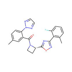 Cc1ccc(-n2nccn2)c(C(=O)N2CC[C@H]2c2nc(-c3c(C)cccc3F)no2)c1 ZINC000218171183