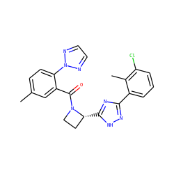 Cc1ccc(-n2nccn2)c(C(=O)N2CC[C@H]2c2nc(-c3cccc(Cl)c3C)n[nH]2)c1 ZINC000218121261
