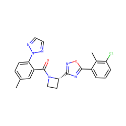 Cc1ccc(-n2nccn2)c(C(=O)N2CC[C@H]2c2noc(-c3cccc(Cl)c3C)n2)c1 ZINC000218224705