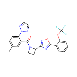 Cc1ccc(-n2nccn2)c(C(=O)N2CC[C@H]2c2noc(-c3ccccc3OC(F)(F)F)n2)c1 ZINC000218109639