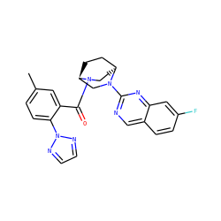 Cc1ccc(-n2nccn2)c(C(=O)N2CC[C@H]3CC[C@@H]2CN3c2ncc3ccc(F)cc3n2)c1 ZINC000053312600