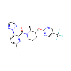 Cc1ccc(-n2nccn2)c(C(=O)N2CCC[C@@H](Oc3ncc(C(F)(F)F)cn3)[C@@H]2C)n1 ZINC000225880616