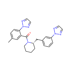 Cc1ccc(-n2nccn2)c(C(=O)N2CCCC[C@H]2Cc2cccc(-n3nccn3)c2)c1 ZINC000222103065