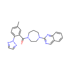 Cc1ccc(-n2nccn2)c(C(=O)N2CCCN(c3ncc4ccccc4n3)CC2)c1 ZINC000040394703