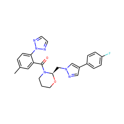 Cc1ccc(-n2nccn2)c(C(=O)N2CCCO[C@@H]2Cn2cc(-c3ccc(F)cc3)cn2)c1 ZINC000210619832