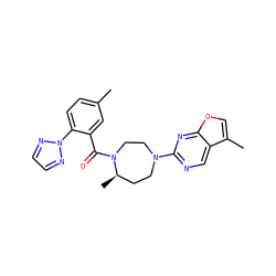 Cc1ccc(-n2nccn2)c(C(=O)N2CCN(c3ncc4c(C)coc4n3)CC[C@H]2C)c1 ZINC000043196190