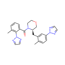 Cc1ccc(-n2nccn2)cc1C[C@@H]1COCCN1C(=O)c1cccc(C)c1-n1nccn1 ZINC001772638961