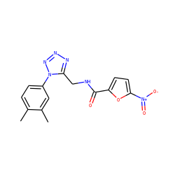 Cc1ccc(-n2nnnc2CNC(=O)c2ccc([N+](=O)[O-])o2)cc1C ZINC000009570342