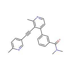 Cc1ccc(C#Cc2c(-c3cccc(C(=O)N(C)C)c3)ccnc2C)cn1 ZINC000202385763