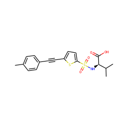 Cc1ccc(C#Cc2ccc(S(=O)(=O)N[C@@H](C(=O)O)C(C)C)s2)cc1 ZINC000013778438