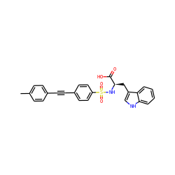 Cc1ccc(C#Cc2ccc(S(=O)(=O)N[C@H](Cc3c[nH]c4ccccc34)C(=O)O)cc2)cc1 ZINC000013778430
