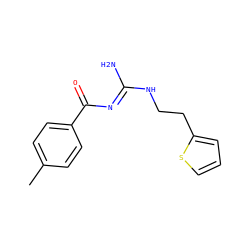 Cc1ccc(C(=O)/N=C(\N)NCCc2cccs2)cc1 ZINC000026841646