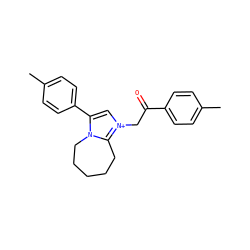 Cc1ccc(C(=O)C[n+]2cc(-c3ccc(C)cc3)n3c2CCCCC3)cc1 ZINC000013154518