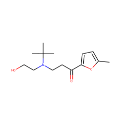Cc1ccc(C(=O)CCN(CCO)C(C)(C)C)o1 ZINC000045357627
